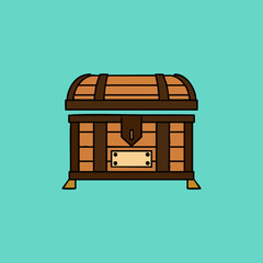 Wooden Chest with Lid Ajar