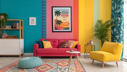 energizing colors create a vibrant living room