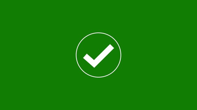 check mark against green Background. Green check tick mark animated. Check mark animation , right mark, Complete mark correct symbol. Check mark or tick mark. Tick mark or confirm icon animation.