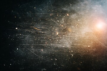 Gritty vintage film texture with scratches dust and lens flare creating a dramatic retro aesthetic for creative projects