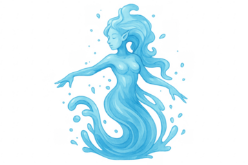 Water fairy dancing with transparent background: a magical illustration