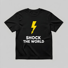 A Black t-shirt mockup with a text graphic. 