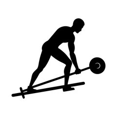 Man Doing T-Bar Row Vector Illustration 