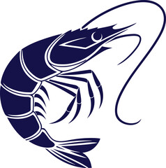 Elegant Shrimp Silhouette Seafood Graphic Design Nautical Theme Aquatic Crustacean for Restaurant or Coastal Business Branding Vector Illustration