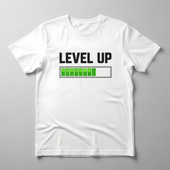 A White t-shirt mockup with a text graphic. 