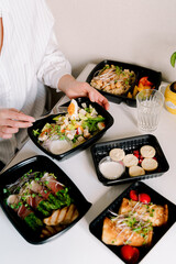 Grilled chicken breast and meat with vegetables for a healthy diet.