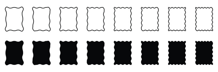 Obraz premium Wavy edge shapes frame box on black. Wavy edge rectangular frame box. Vector illustration. 