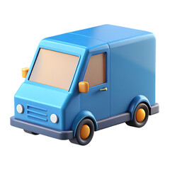 Cute Blue Delivery Van Illustration Isolated on Black Background Ideal for Logistics and Transportation Related Designs Express Shipping and Cargo Services