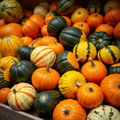 Colorful Gourds Squash Display Diverse Autumn