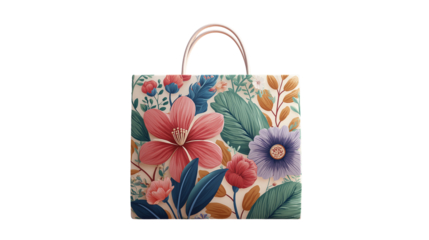 Eco-friendly shopping bag icon with floral print.