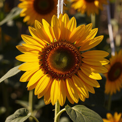 Fototapeta premium Dried Sunflower Heads Hanging Faded Autumn