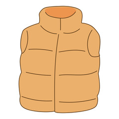 A simple illustration of a beige puffer vest with a high collar. The vest has a quilted design and no visible fastenings. © dasha122007