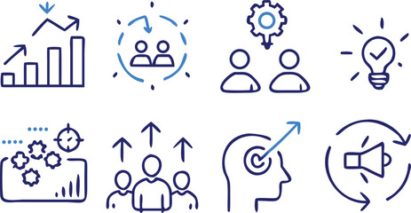 Fototapeta premium Set of Business and Marketing Icons with Growth and Teamwork Themes strategy