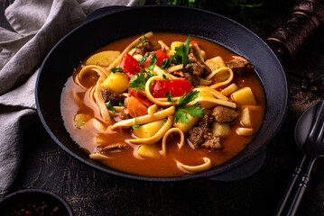 Lagman with beef and vegetables