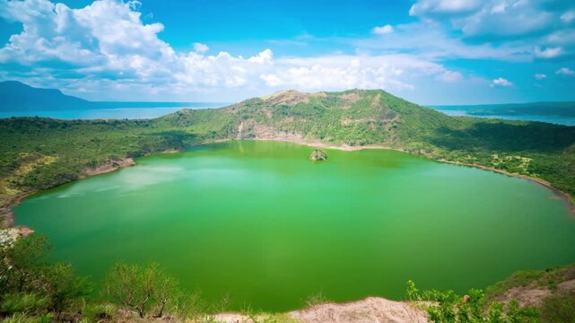 Panoramic view of taal volcano and its crater lake in tagaytay, philippines