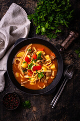 Lagman with beef and vegetables