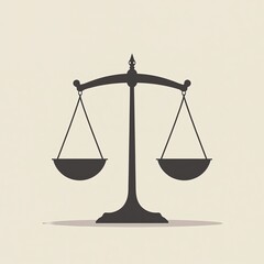 Traditional scales of justice in dark tones on beige background symbolizing law and fairness with copy space