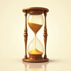 Wooden hourglass with golden sand symbolizing time and patience with copy space
