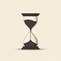 Hourglass minimal illustration in neutral tones symbolizing time management and urgency with copy space