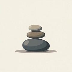 Pebble cairn minimalist illustration in gray on beige symbolizing calm balance and mindfulness with copy space