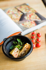 Grilled chicken breast and meat with vegetables for a healthy diet.