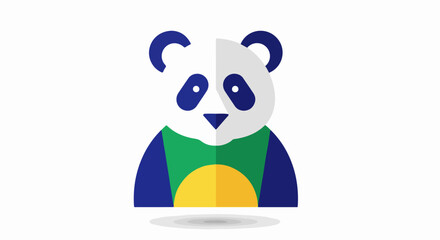 Stylized Panda Bear Illustration with Green and Yellow Shirt Design