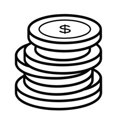 Stack of Dollar Coins: Simple Line Art Icon, Financial Growth Concept, Business Success Illustration