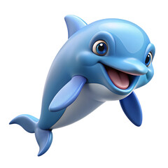 3D Cartoon Dolphin isolated on transparent background
