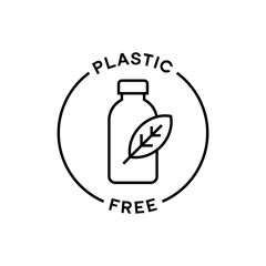 Plastic Free Minimal Bottle Outline with Leaf in Circle Frame