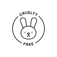Cruelty Free Minimal Bunny Head Outline Emblem in Circle