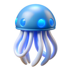 Cute Blue Jellyfish Illustration isolated on transparent background