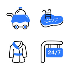 Hotel Colored Outline  Icons pack