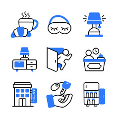 Hotel Colored Outline  Icons pack