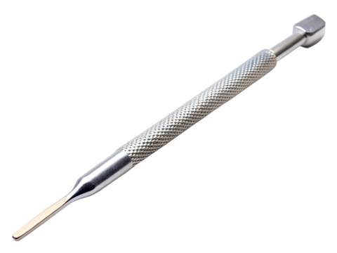 Metal pointed tool with knurled handle isolated on transparent background