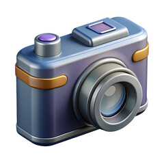 Sleek Metallic Camera Icon isolated on transparent background