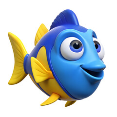 Cheerful 3D Fish Illustration isolated on transparent background