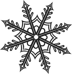 Vector illustration of a black and white snowflake design for winter and Christmas decoration