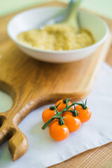 Healthy breakfast with yogurt, granola and chia seeds.
