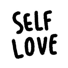 self love cute handwriting clipart with kawaii doodle style, hand drawn font, childlike sketches, cartoon outline, funny lettering, adorable handwritten elements for kids and creative designs