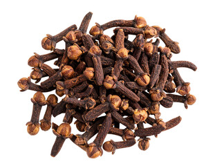 Fototapeta premium Dried Clove Flower Buds Cluster with Rich Brown Color, isolated on transparent background