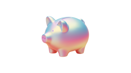 Minimalist piggy bank icon in soft gradient pastel colors