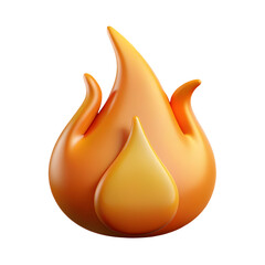 3D Render Realistic Orange Flame isolated on transparent background