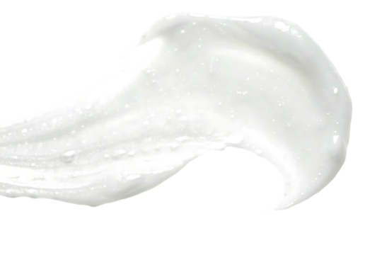A close up of a white slightly translucent substance resembling toothpaste or lotion with a darker