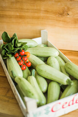Fresh organic zucchini, raw vegetables for cooking and healthy diet.