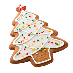 Christmas TreeShaped Gingerbread Cookie isolated on transparent background