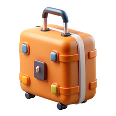 Orange Carryon Suitcase 3D Render isolated on transparent background