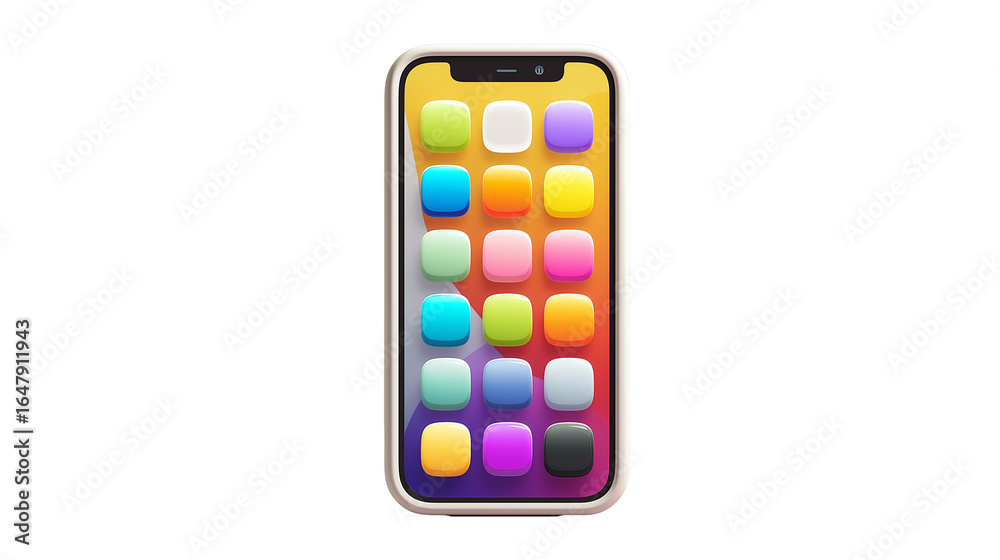 Wall mural minimalist smartphone ui mockup with gradient app icons