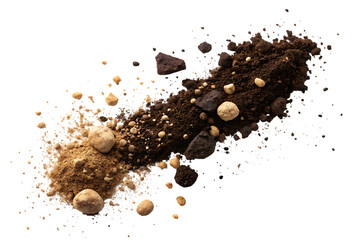A collection of brown and beige powder and chunky makeup pieces on a black background