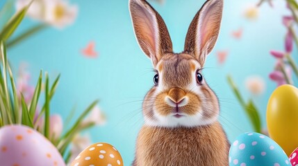 Cute Easter Bunny with Eggs