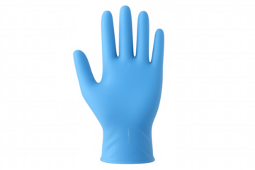 3d rendering of a blue medical glove showing open hand on transparent background, ideal for healthcare and medical concepts